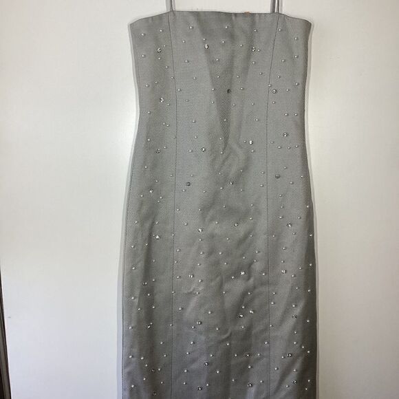 Stine Goya Aly Crystal Clusters Rhinestone Sleeveless Gray Midi Dress XXS - Picture 3 of 16